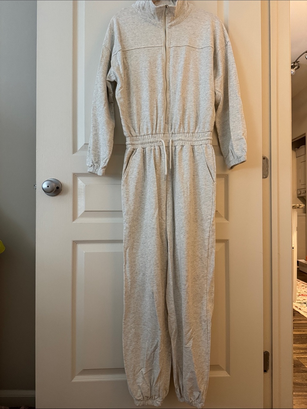 Heather Gray Zip-Back Sweat Jumpsuit